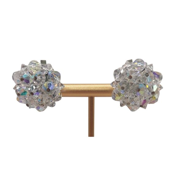 Vintage Laguna Crystal Cluster Clip-On Earrings - Picture 1 of 6